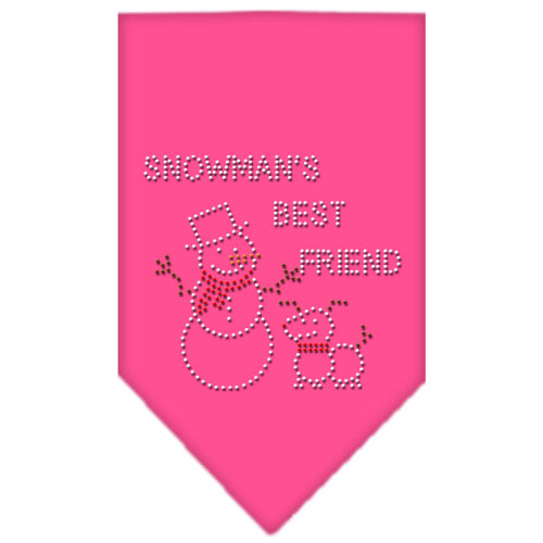 Snowman's Best Friend Rhinestone Bandana Bright Pink Large